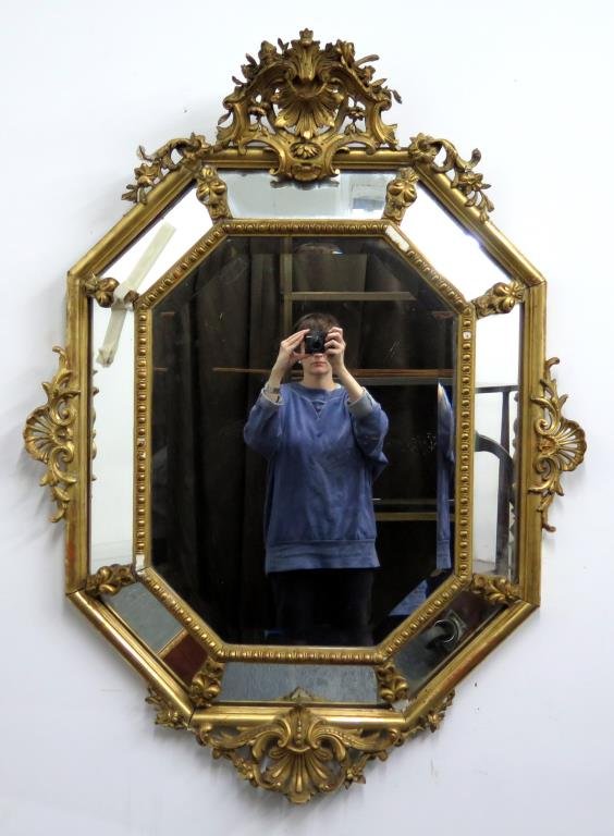 French Octagonal Gilt Gesso Mirror (1 of 4)