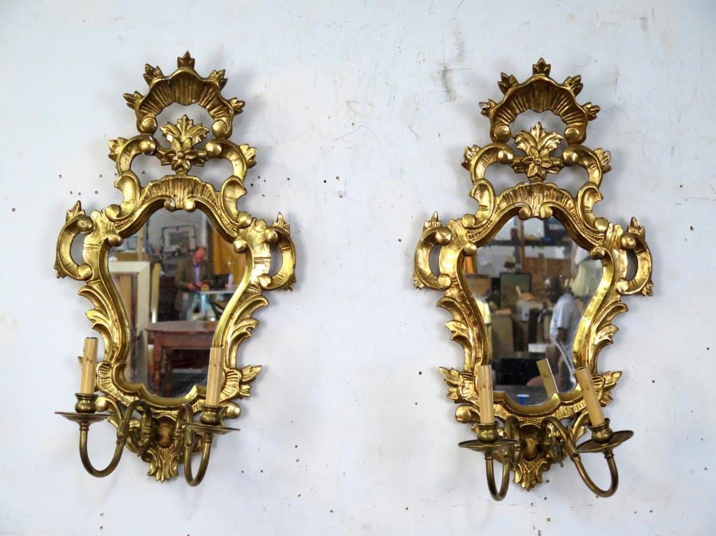 Pair Mirror Back Sconces (1 of 3)