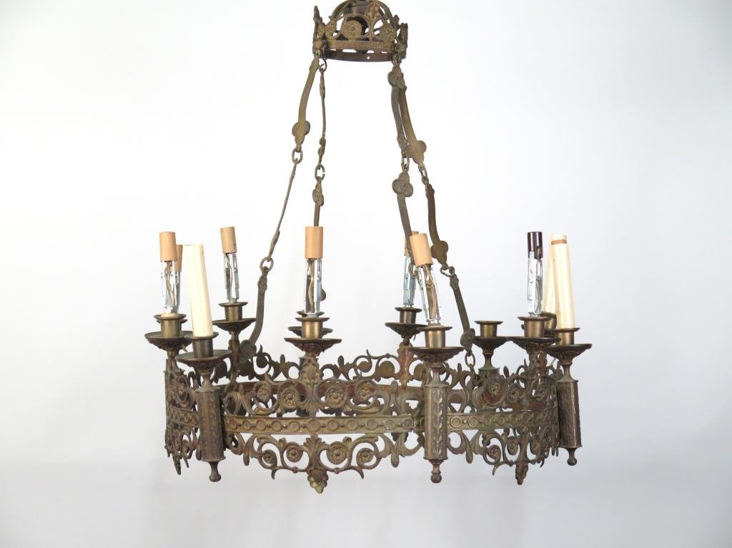 Gothic Style Gilt Metal Ring Chandelier (1 of 3)