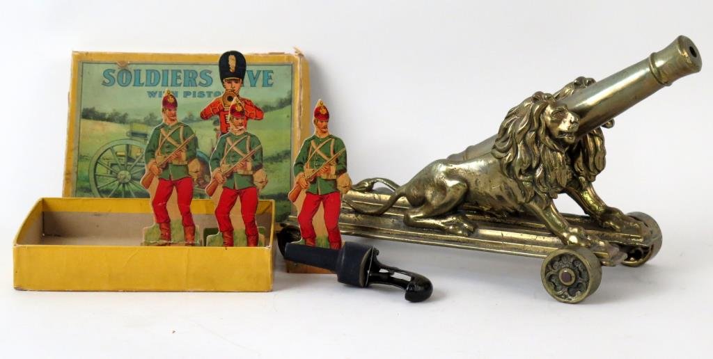 Cast Brass Model Cannon & Vintage Toys (1 of 3)