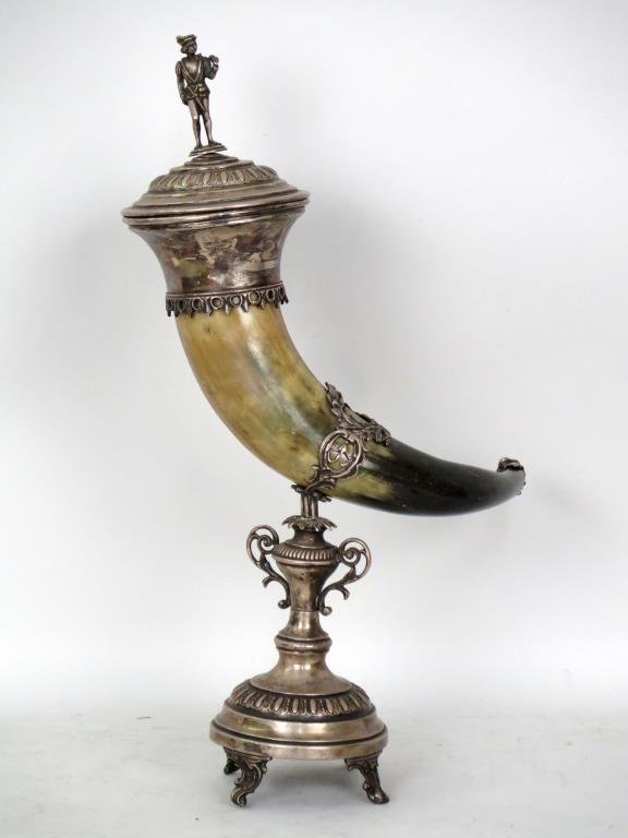 Silver Plated Mounted Horn Cornucopia (1 of 5)
