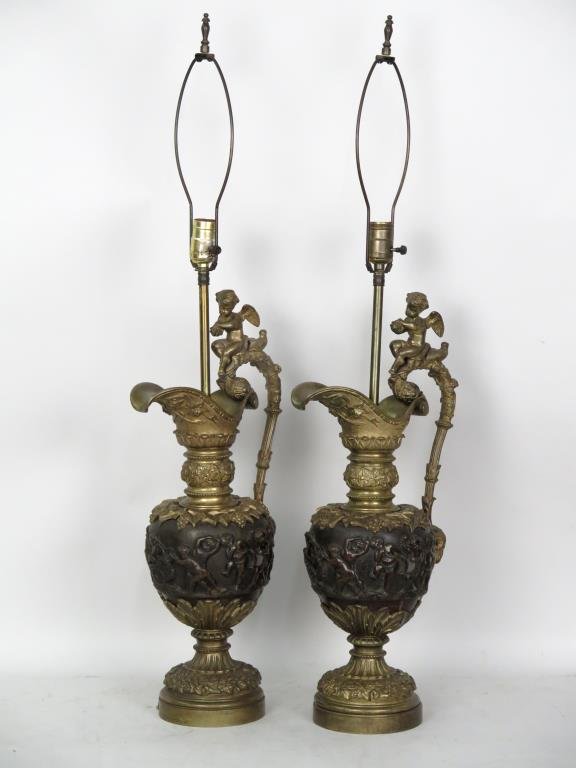 Pair of Bronze Neo-classical Style Lamps (1 of 6)