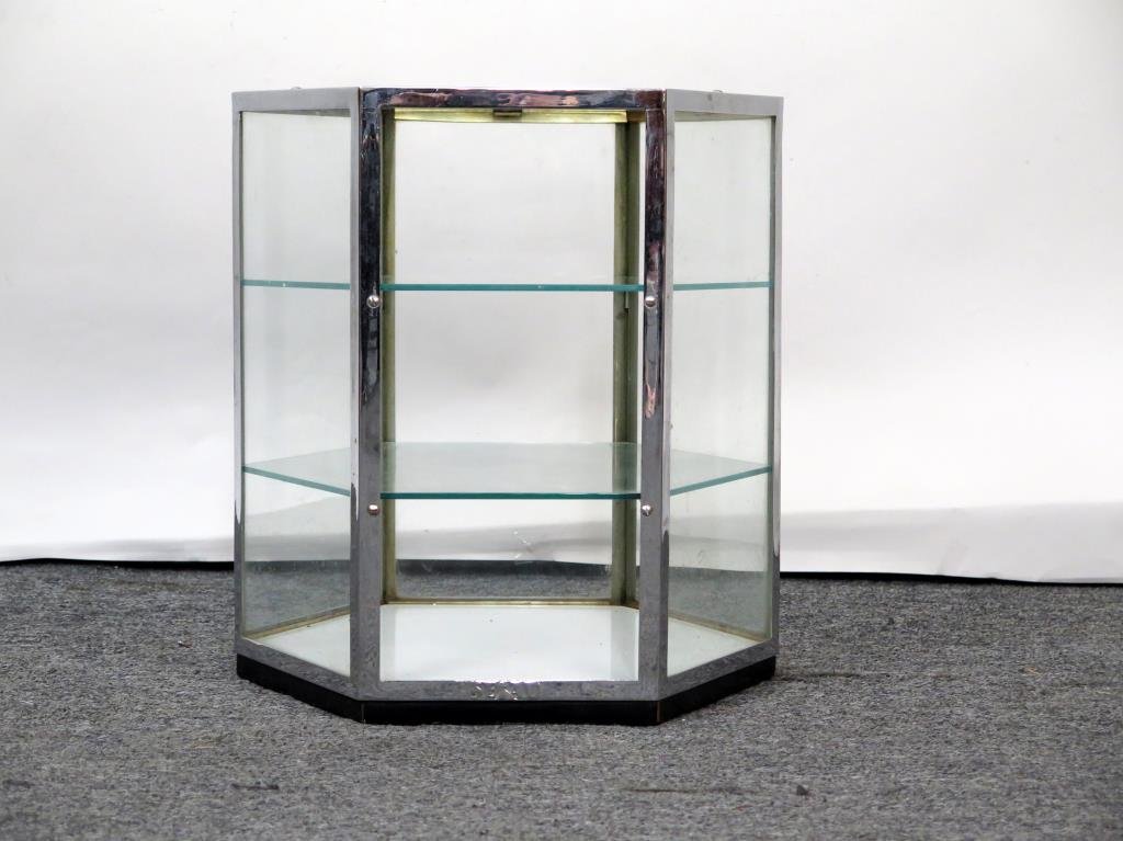 Hexagonal Glass and Chrome Display Case (1 of 3)