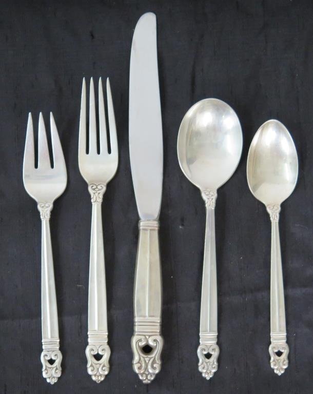 Royal Danish Sterling Silver Flatware Service (1 of 7)