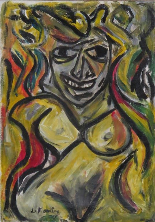 Signed de Kooning-- Oil on Canvas (1 of 5)