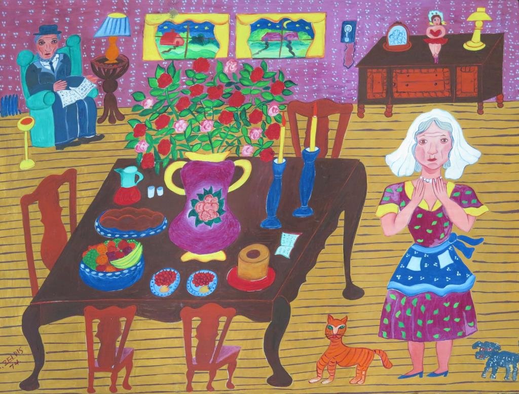 Malcah Zeldis (American, b. 1931)- Oil on Board (1 of 4)