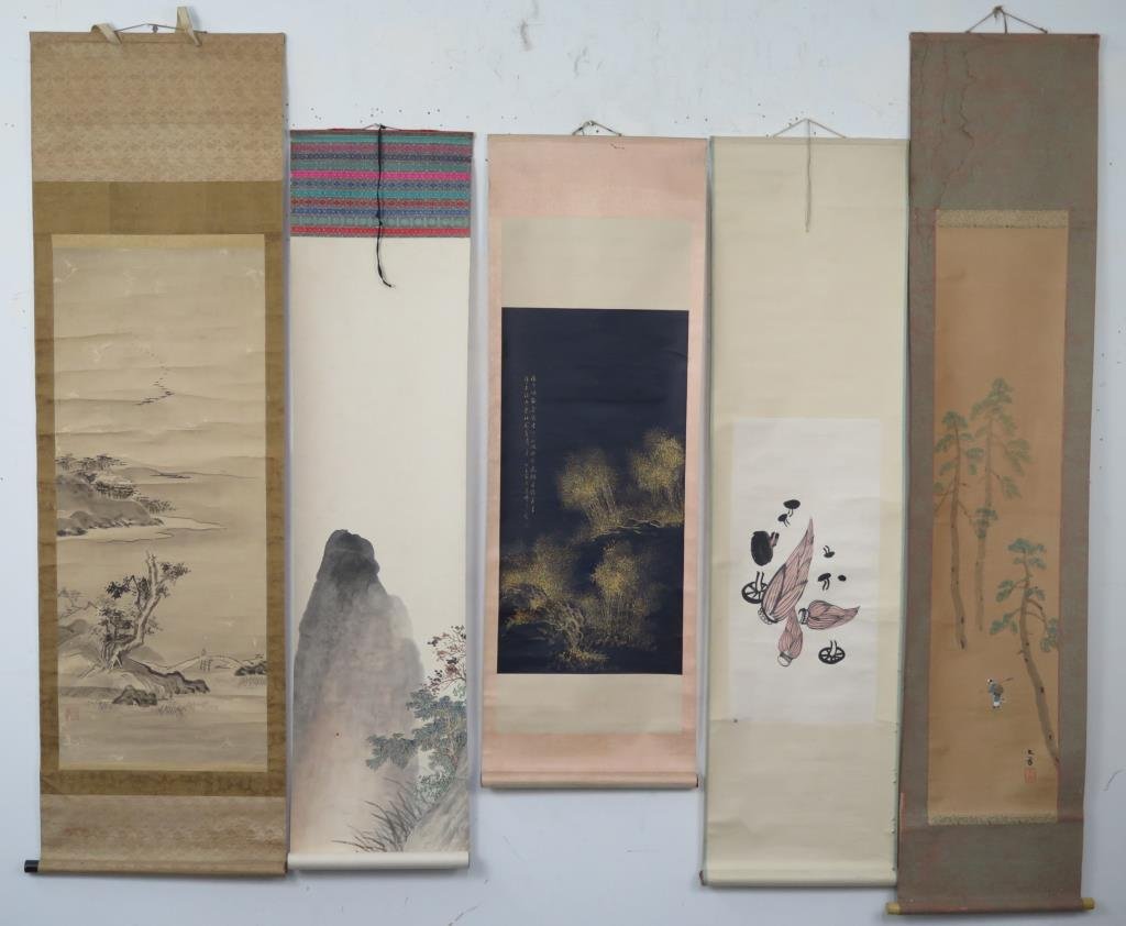 5 Asian Scroll Paintings (1 of 5)
