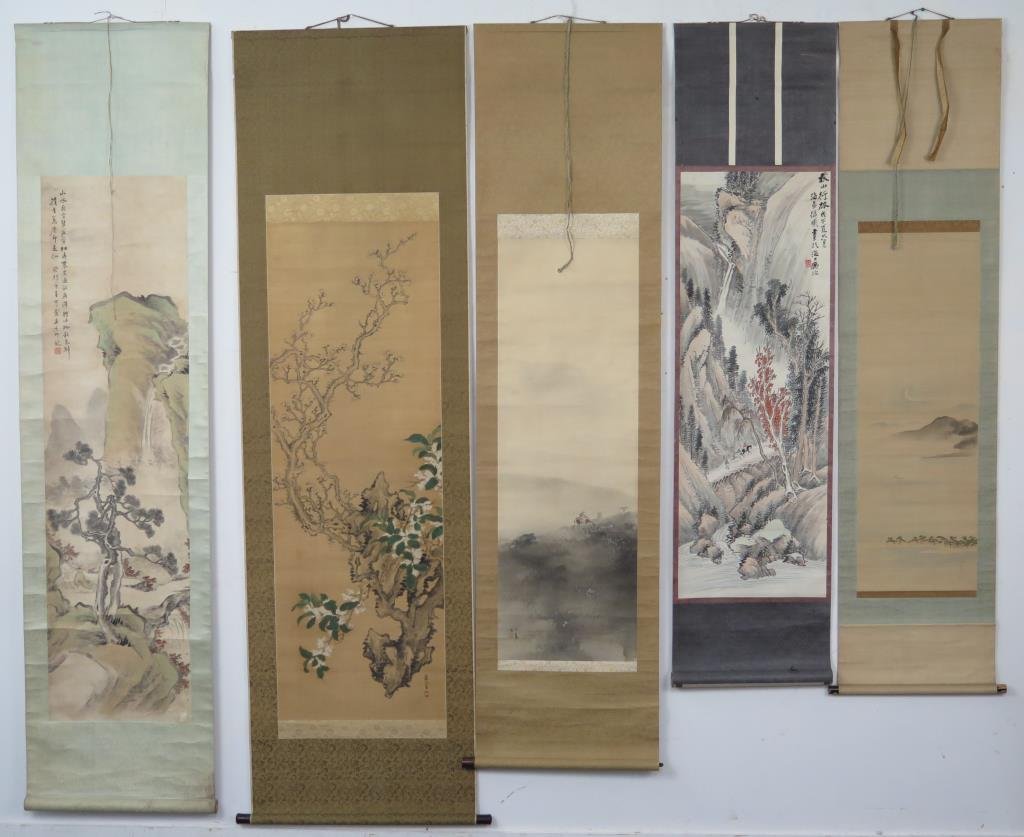 5 Asian Scroll Paintings (1 of 10)