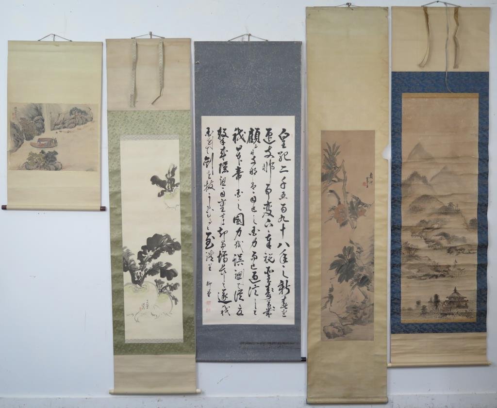 5 Asian Scroll Paintings (1 of 9)