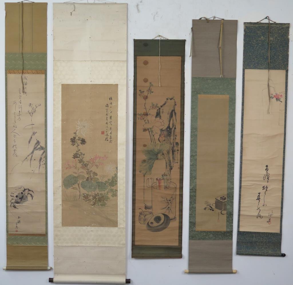 5 Asian Scroll Paintings (1 of 8)