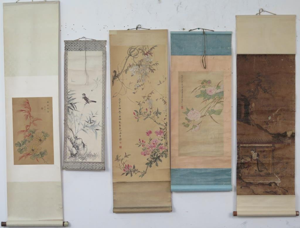 5 Asian Scroll Paintings (1 of 6)