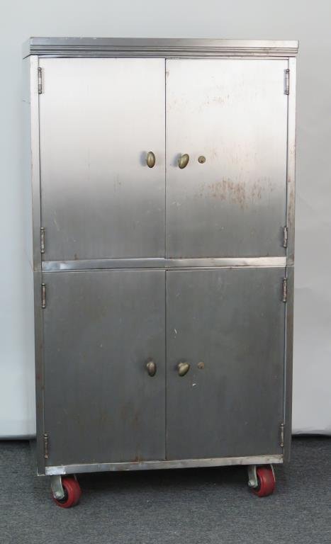 Art Deco 2-Part Stripped Steel Chest (1 of 5)