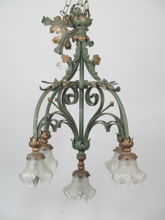 Painted Wrought Iron Chandelier (1 of 5)