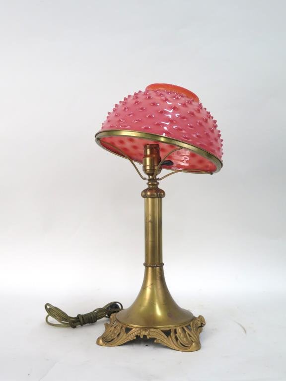 Art Deco Lamp with Dimple Glass Shade on P& A Base (1 of 7)