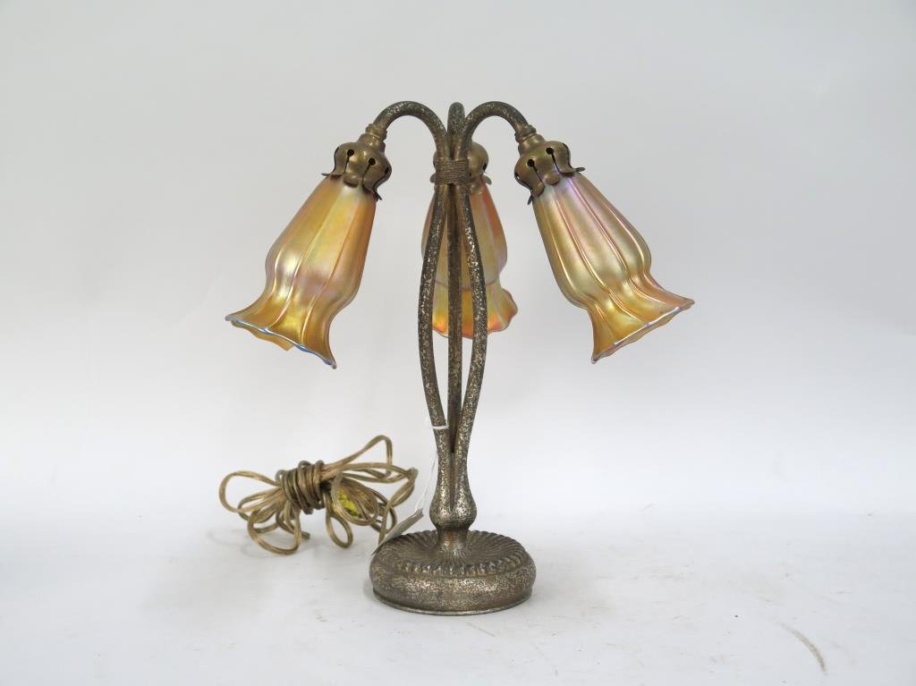 Tiffany Studios 3 Arm Desk Lamp (1 of 6)
