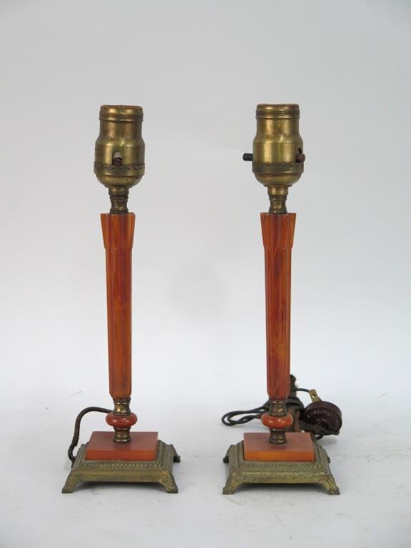 Pair Art Deco Candlestick Lamps (1 of 4)