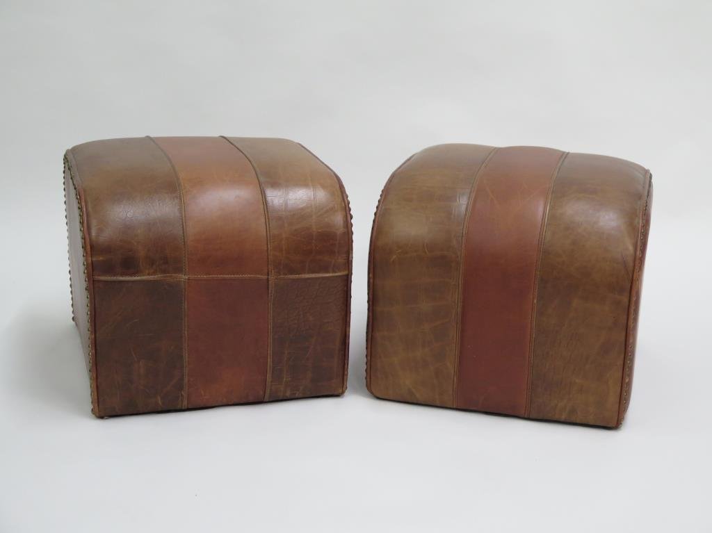 Pair Leather Ottomans (1 of 3)