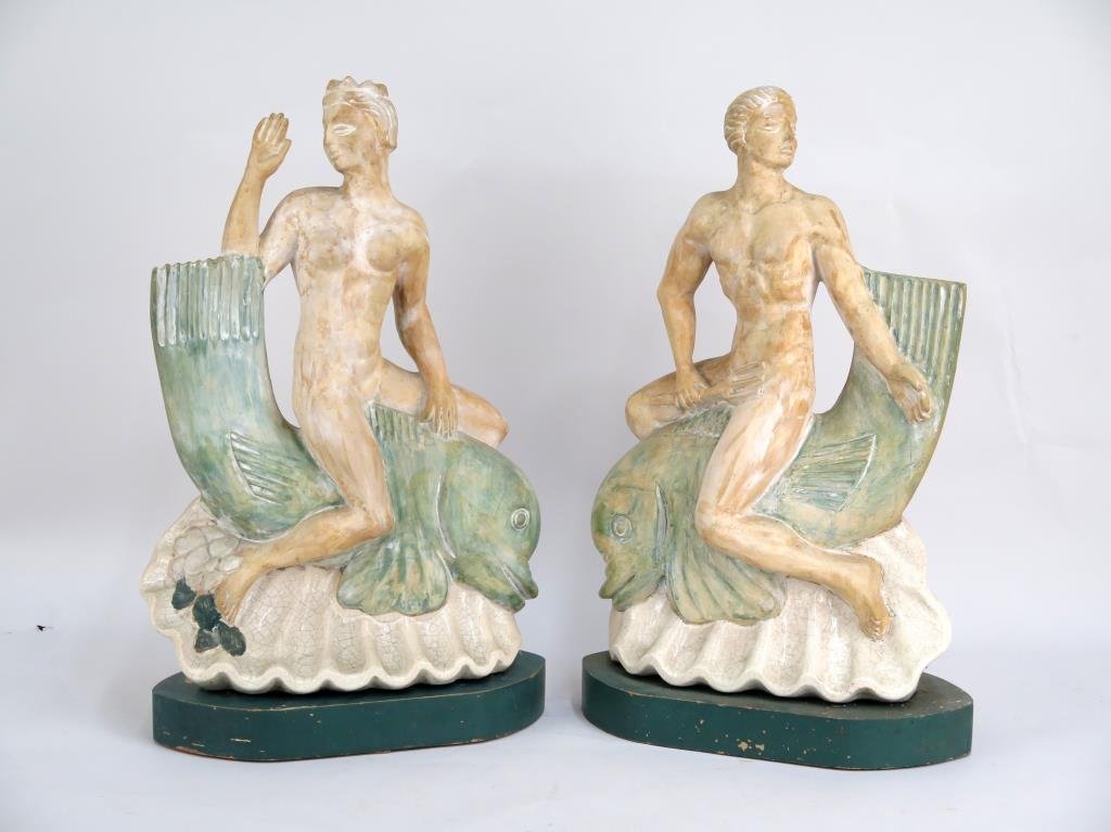 Pair Art Deco Ceramic Figural Sculptures (1 of 5)