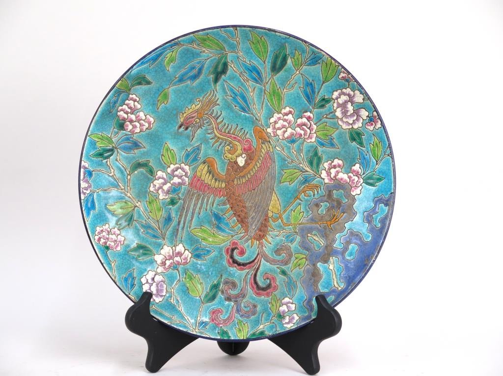 Antique Faience Longwy Phoenix Charger (1 of 6)