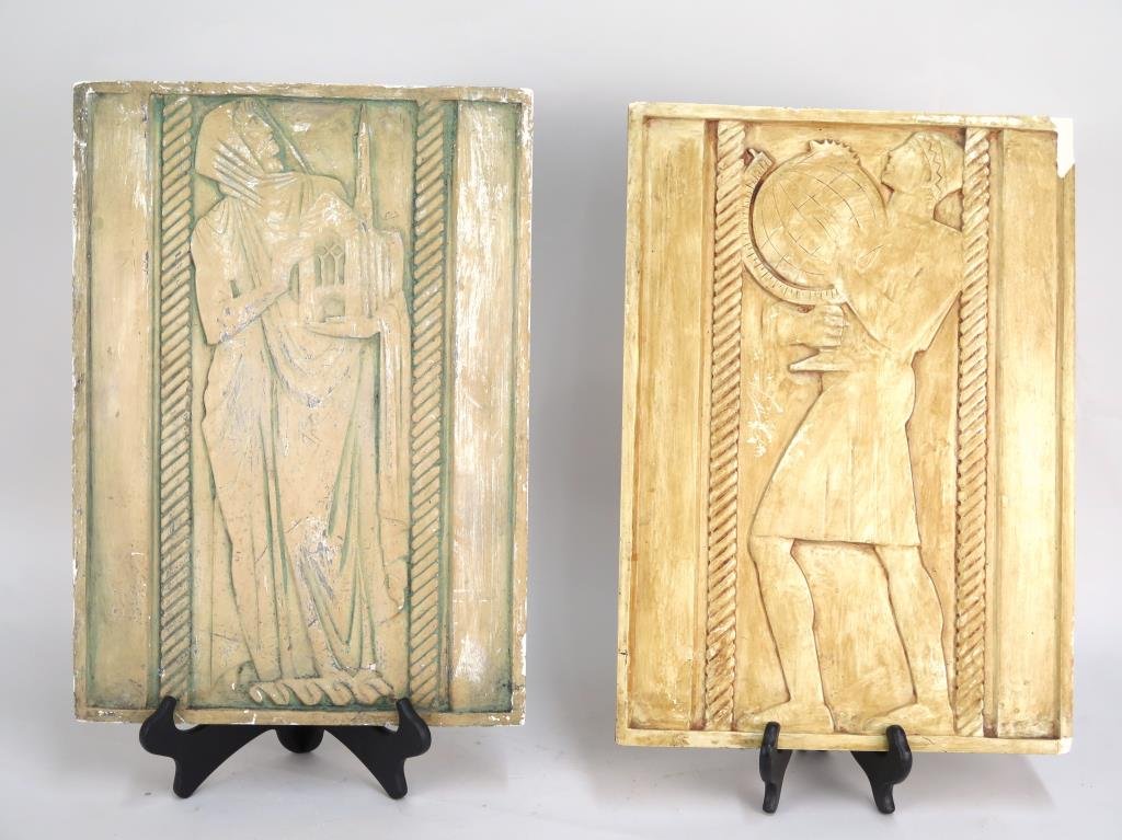 Pair Art Deco Plaster Relief Plaques (1 of 3)