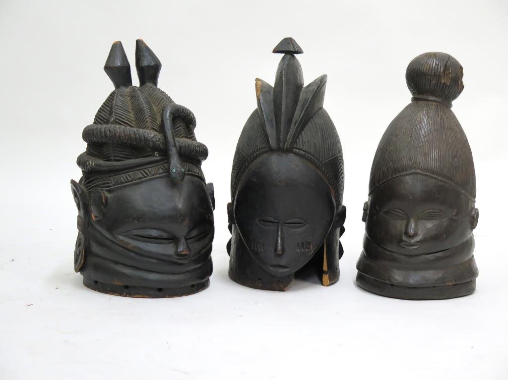 3 African Carved Wood Mask Headdresses (1 of 5)