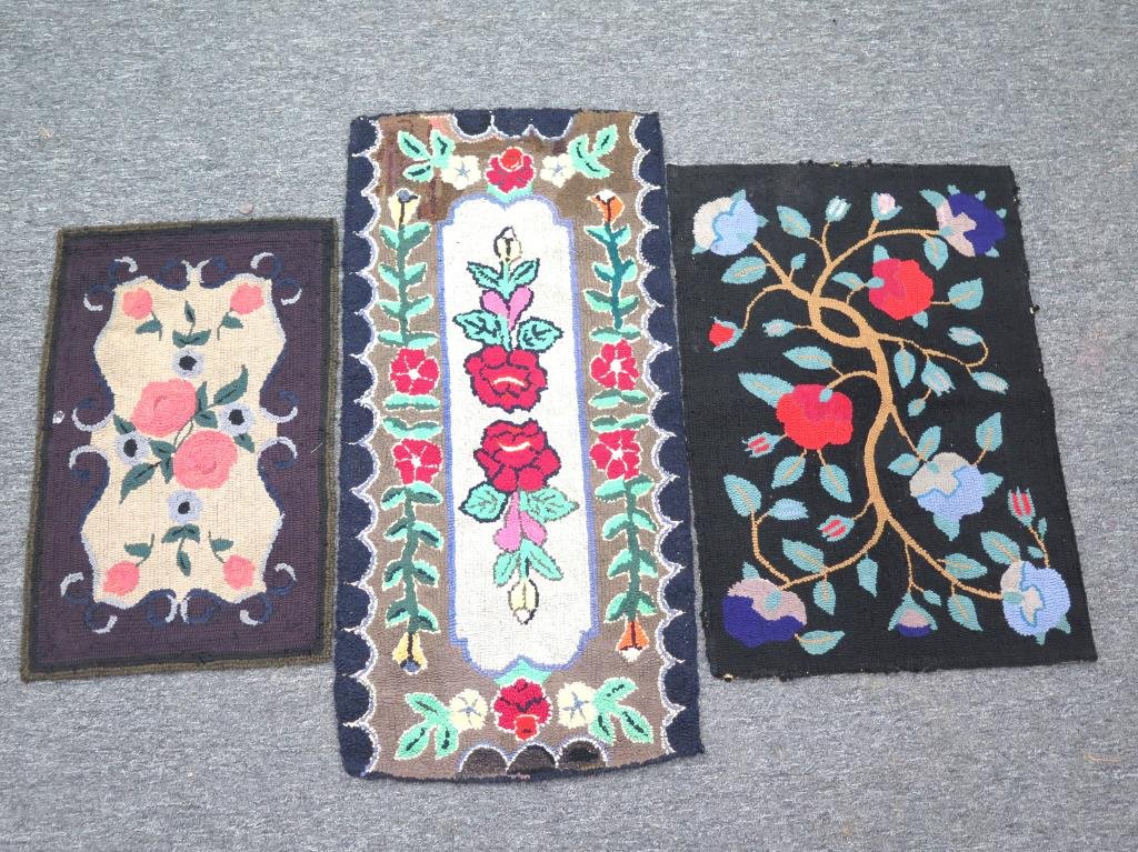3 Antique American Hook Rugs (as is) (1 of 7)