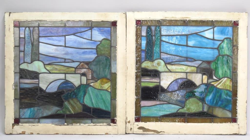 Pair Stained & Leaded Glass Picture Windows (1 of 5)