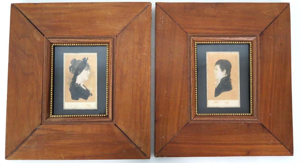 Unsigned- 2 Antique American Mixed Media Portraits (1 of 6)