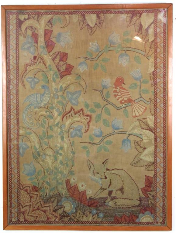 Framed Crewel Work Embroidery Panel (1 of 4)