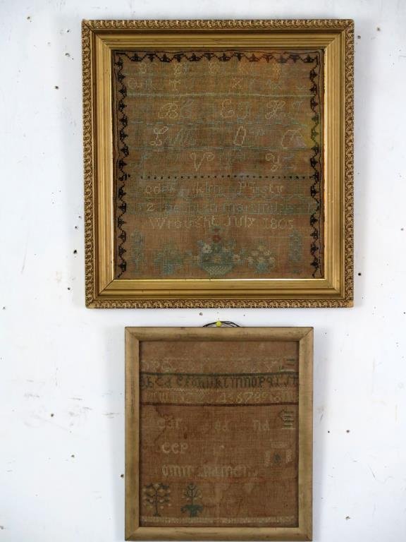 2 Antique Needlepoint Samplers (1 of 3)