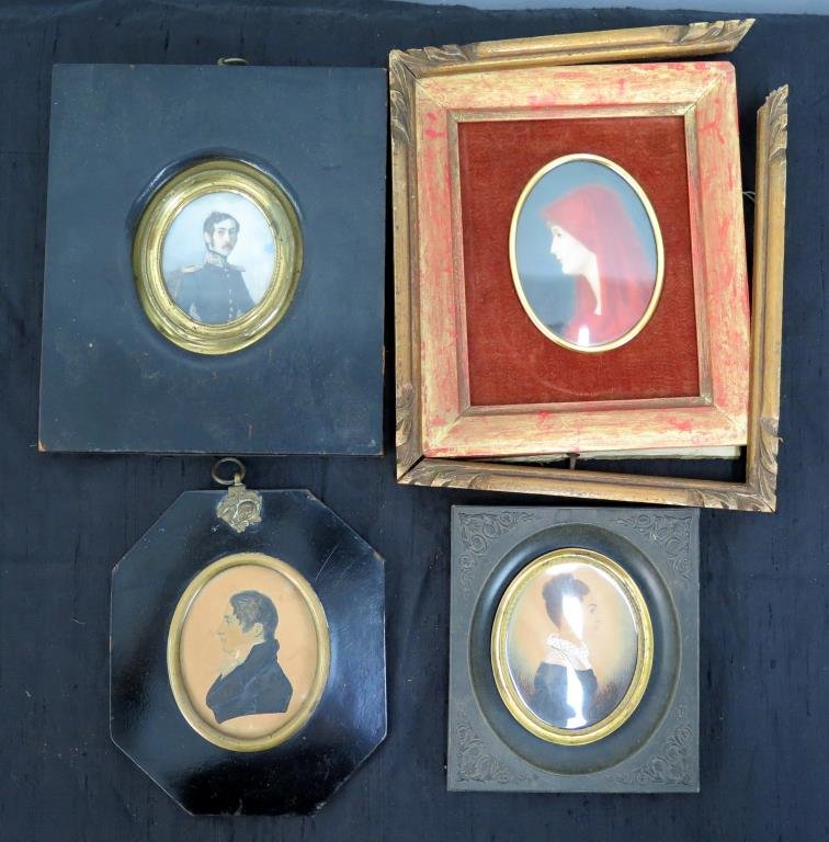 4 Antique Miniature Portraits (1 of 6)