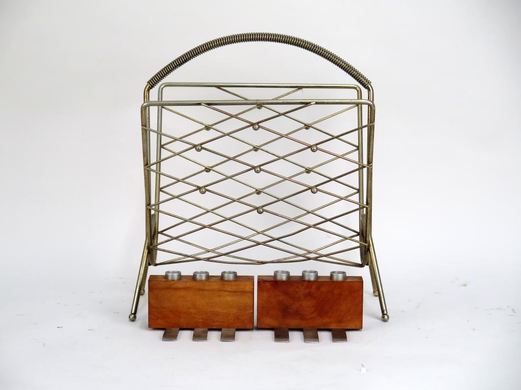 Mid-Century Magazine Rack & Pair Candelabra (1 of 2)