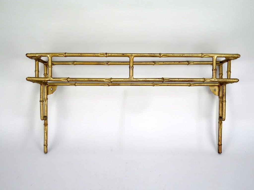 Gilt Metal Faux Bamboo Hanging Shelf (1 of 3)
