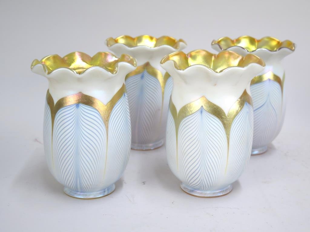 Set of 4 Quezal Style Art Glass Shades (1 of 5)