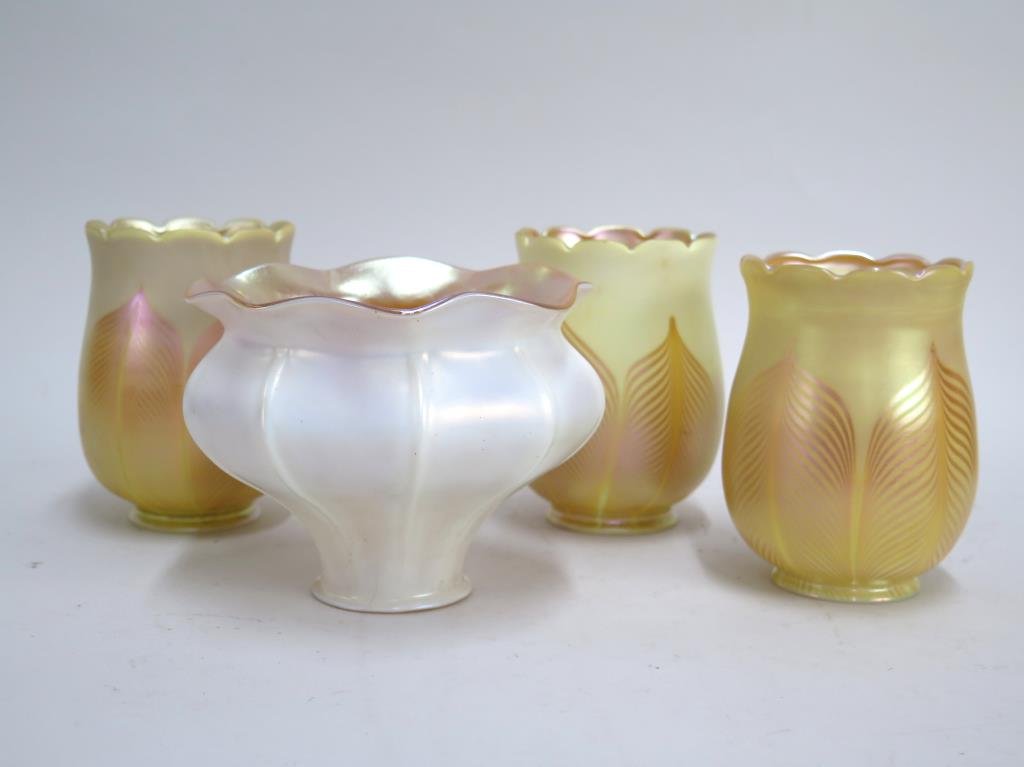 4 Quezal Style Art Glass Shades (1 of 5)