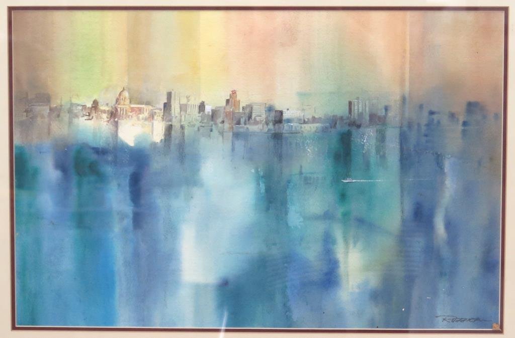 Signed Ruggieri - Water Color - City by the Sea (1 of 3)