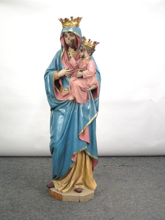 Antique Large Wood Sculpture of Madonna & Child (1 of 7)