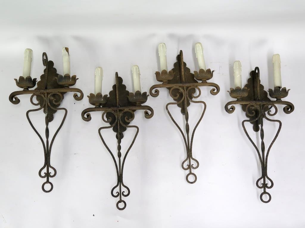 Set 4 Wrought Iron Sconces (1 of 4)