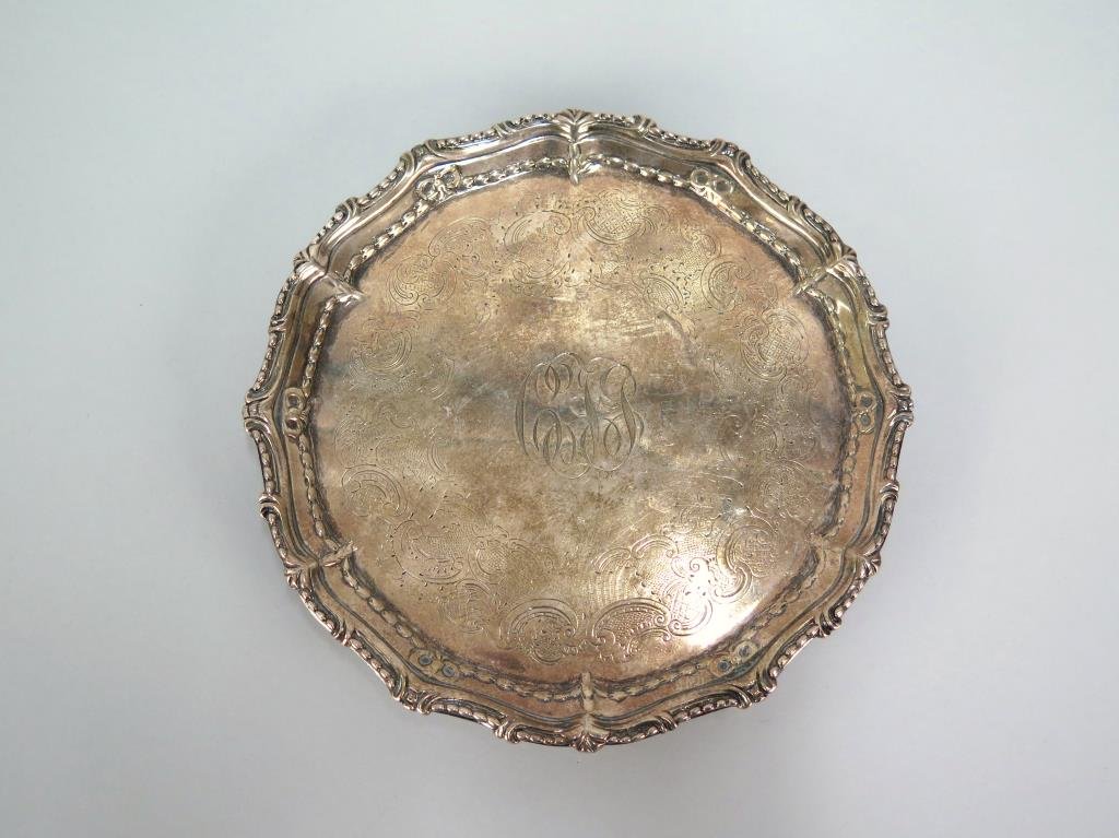 Antique English Silver Footed Card Receiver (1 of 6)