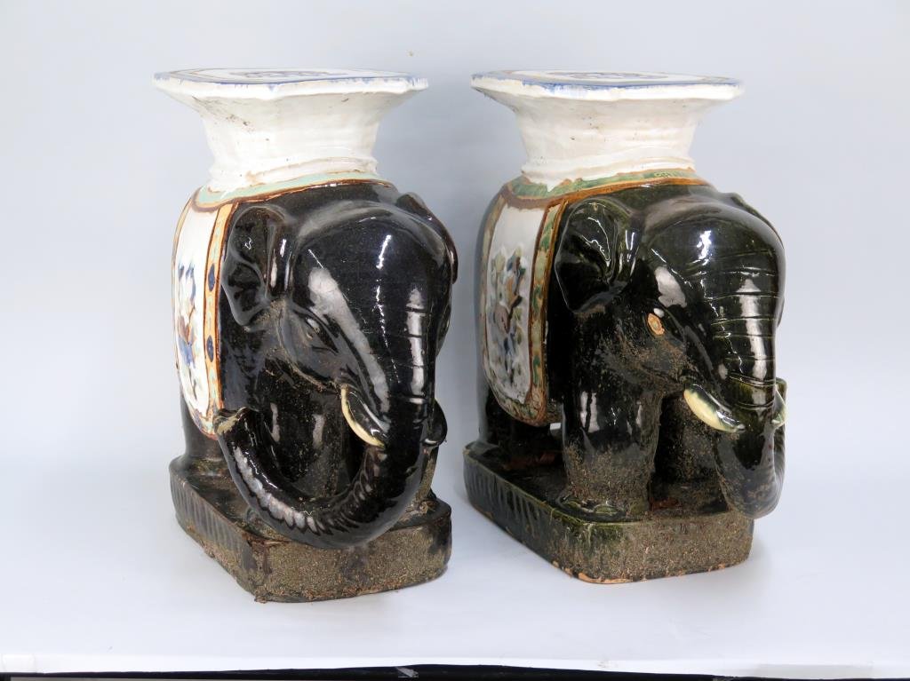 Pair Chinese Elephant Garden Seats (1 of 5)