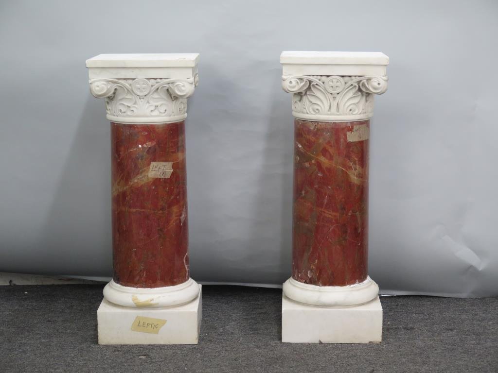 Pair Very Heavy Low Marble Pedestals (1 of 8)