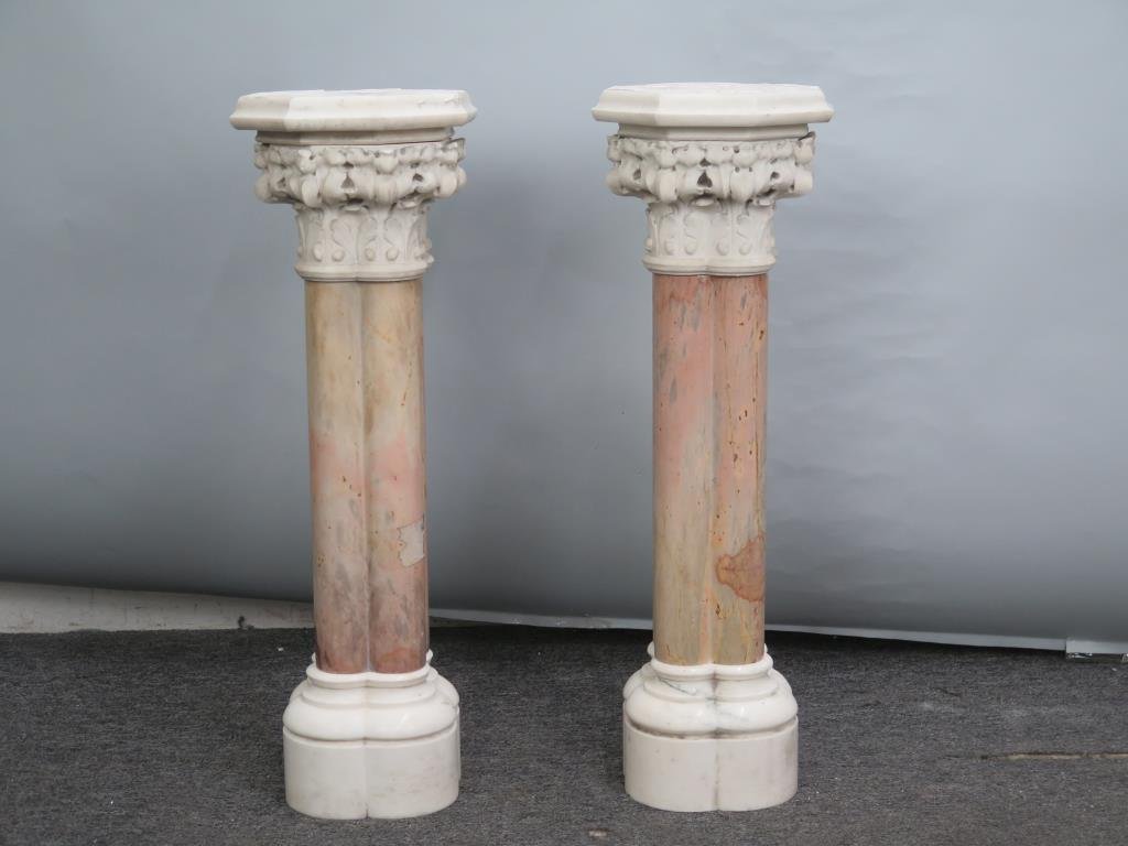 Pair "Quad" Shaped Marble Columns (1 of 8)