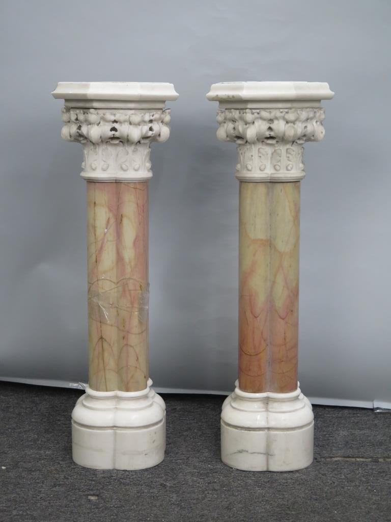 Pair "Quad" Shaped Marble Columns ** (1 of 7)
