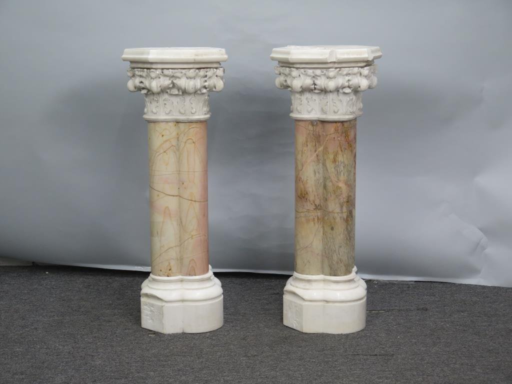 Pair "Quad" Shaped Marble Columns (L*) (1 of 9)
