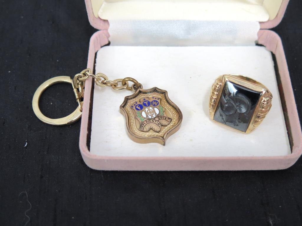 10 Karat Gold Man's Ring and a Key Chain (1 of 3)