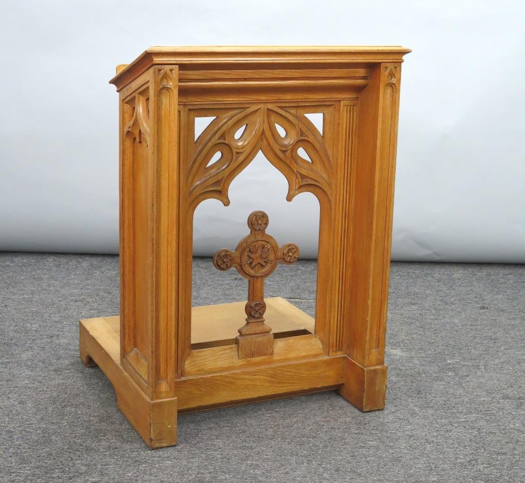 Gothic Style Oak Kneeler or Lectern (1 of 5)