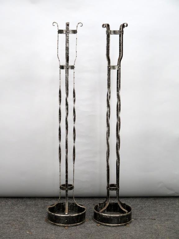 Pair of Wrought Iron Floor Candlesticks (1 of 3)