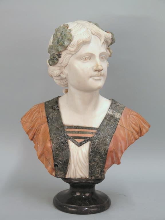 Neoclassical Style 3 Tone Marble Bust (1 of 6)