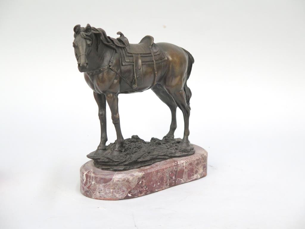Bronze Saddled Horse Signed Fraille (1 of 6)