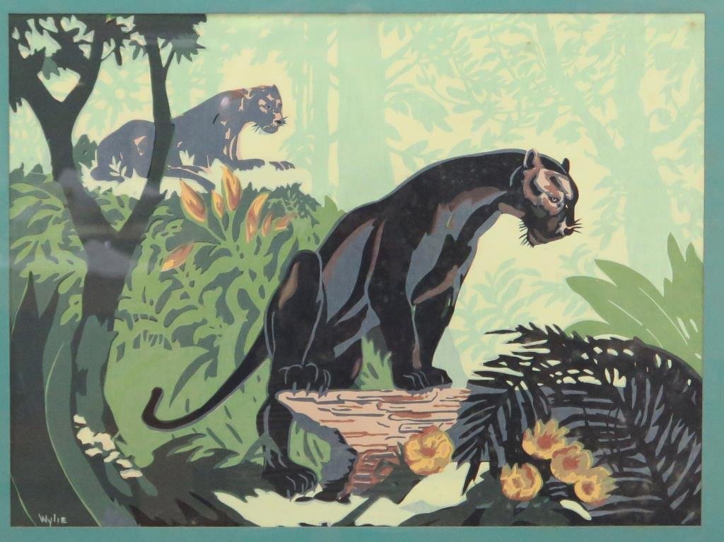 Signed Wylie- Woodblock Print on Paper (1 of 4)